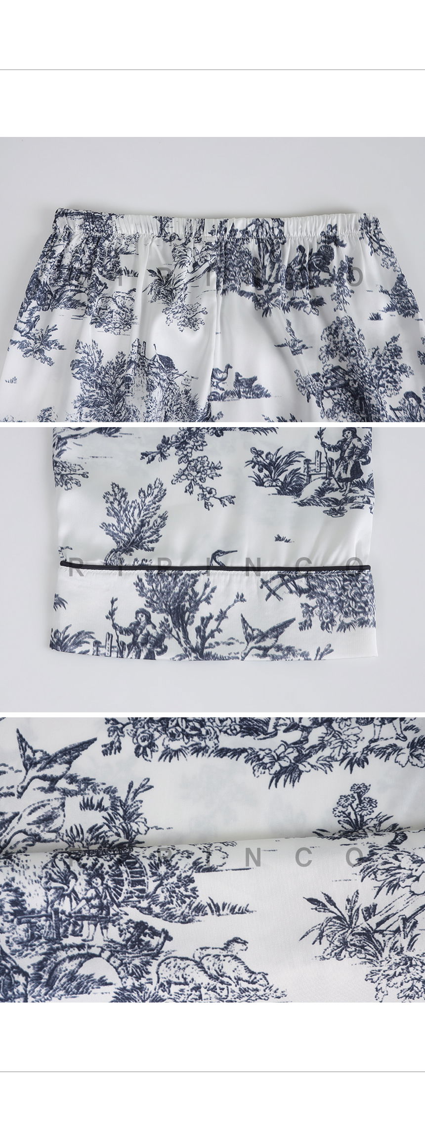 리리앤코 마쥬데앙 실크 배색 파이핑 밴딩 잠옷 세트