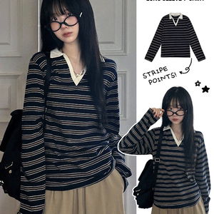Love Striped Striped Sleeve Long Sleeve T-shirt