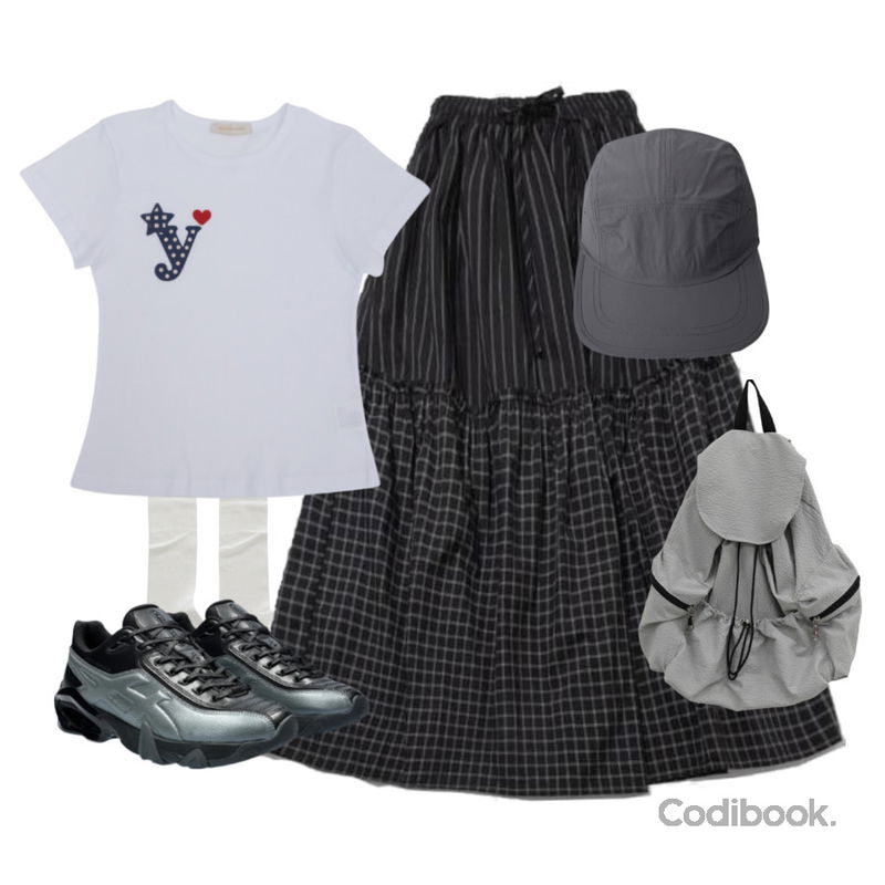 AAKE BASE CAMP CAP (6color),ondeed 퓨콘 여름 시스루 골지 주름 삭스 양말,DAILYJOU 클래틴 데일리 투포켓 백팩등을 매치한 코디
