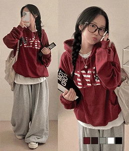 America lettering backprint oversized hoodie