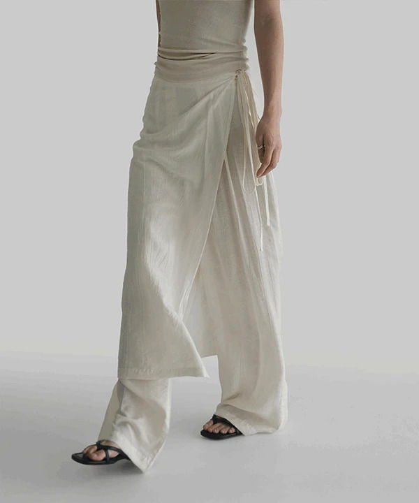 VESTIN WRINKLE LAYERED SKIRT WRAP PANTS
