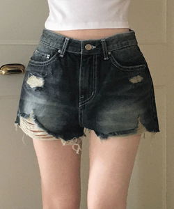 卡羅貝爾破損風牛仔短褲