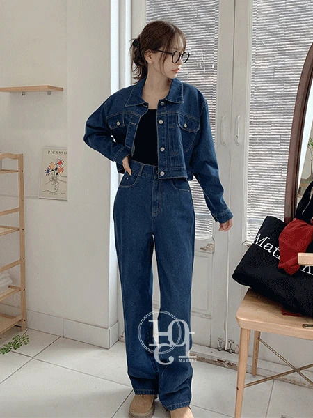 Diva denim blue jacket pants coordination set