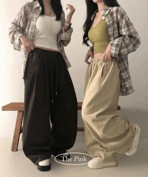 디네 밴딩 와이드 코튼 팬츠 (4color)