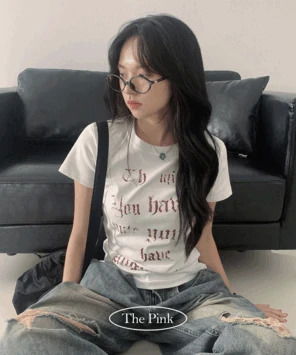 쿄이 슬림릿 레터링 반팔티