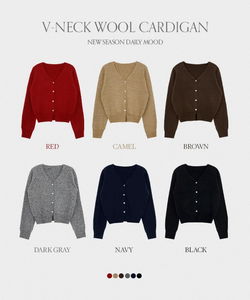 Printed Wool V- V-Neck Crop Knitwear Cardigan - 6 Colors