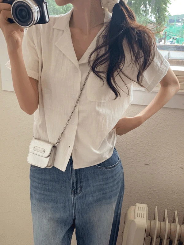 Pocket Linen Summer Collar Roll-up Short Sleeve Shirt Travel Look/Vacation Look/Work Look/Date Look/Summer Shirt/Summer Top/Except Khaki, Beige