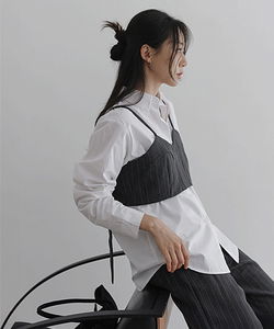 포르티 스트라이프 투웨이 뷔스티에 슬랙스 세트