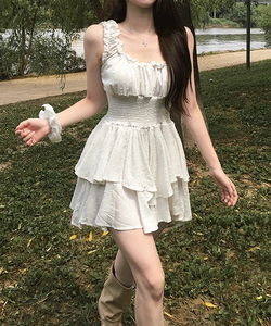 Linbea Frill Shirring Flare Jumpsuit - 2 colors