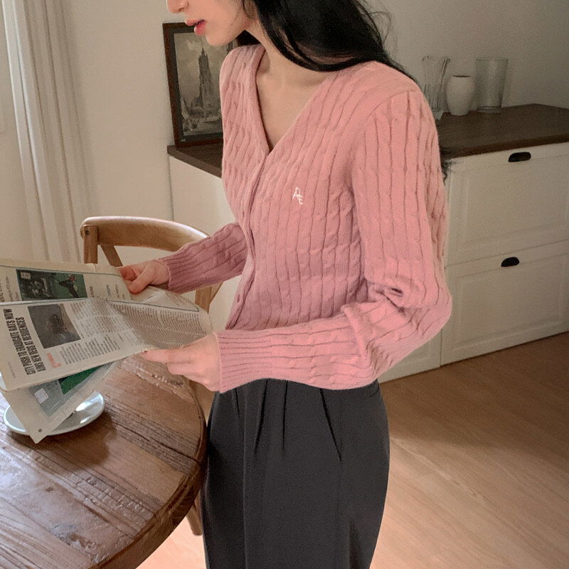 低圓領長版針織開衫