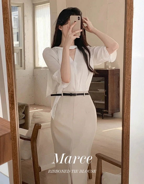 Marcie Ribbon Tie Blouse 衬衫