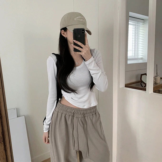 스릿 슬림핏 라운딩 티셔츠 -5 color