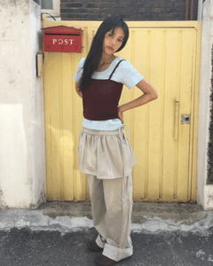 後背綁帶方領背心