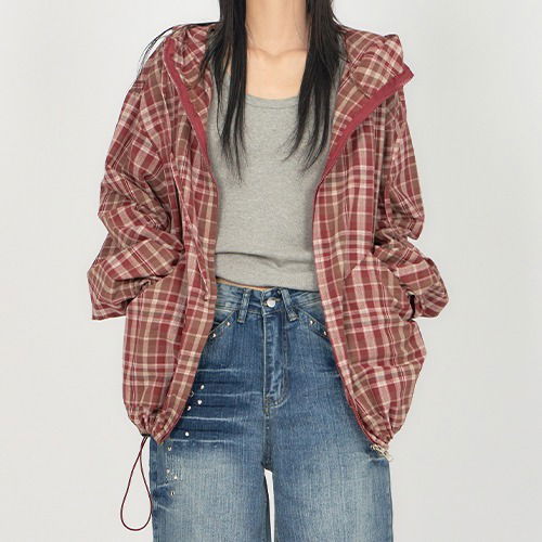 Hood Check Boxy Shirt ZI006 衬衫