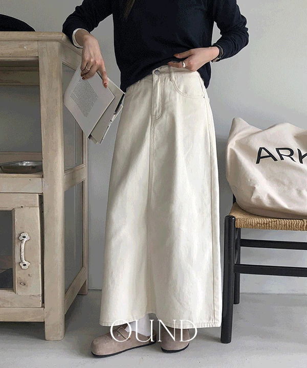 フロムAラインバックスリットコットンデニムスカート