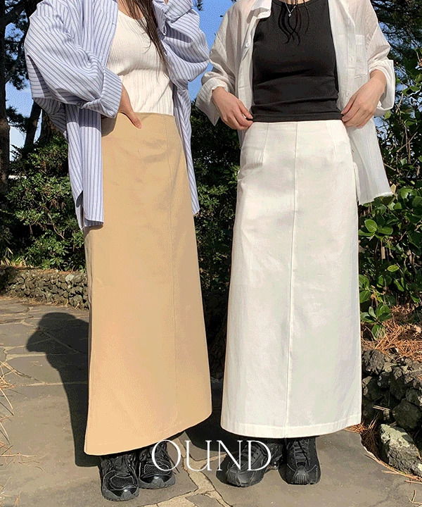 Seren Slim Fit A-Line Cotton Back Slit Long Skirt - 3 Colors