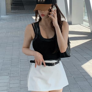 Gradient tie Ribbed tank top sleeveless summer top inner layer vintage