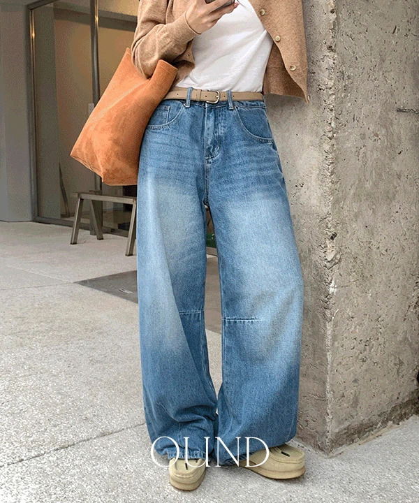 Nuts Split Faded Wide Denim Pants - 3 Colors