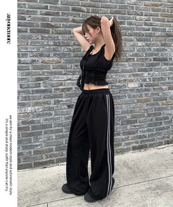 休閒側邊拼色運動長褲