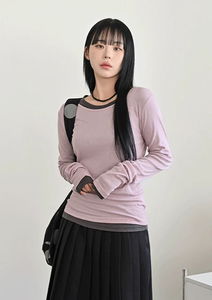 莫代爾分層長袖T恤