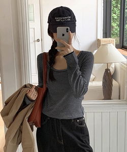 Veint Viscose Uniqlo Striped Long Sleeve T-Shirt - 3 Colors