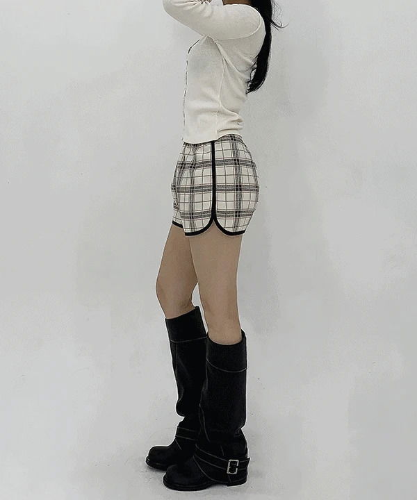 Autumn Daily Banding Check Hot Pants Shorts 短褲