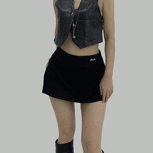 보헤미안 레더 간절기 크롭 가죽 조끼 베스트(블랙,카멜)