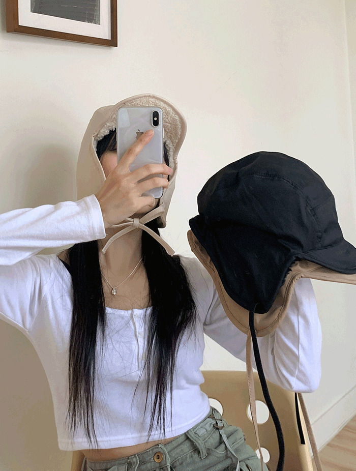 Face disappearing winter puffy bungeoji reversible eardori