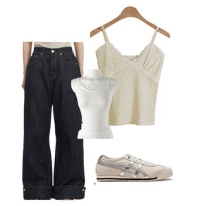 jeans,sleeveless,sneakers 코디