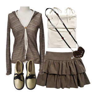 ShortSleeve,skirt,Cardigan/Vest 코디