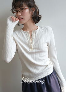 テンダースリムリブボタンTシャツ