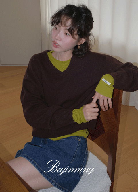 메르시 베이직브이넥니트(컬러추가) (7color)