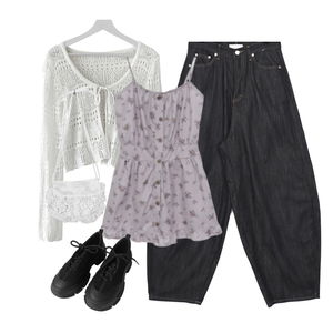 Cardigan/Vest,jeans,sleeveless 코디