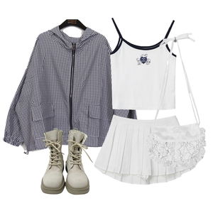 Zip-up,sleeveless,skirt 코디