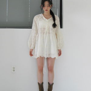보헤미안 레이스 벌룬 원피스