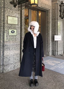 빈티지 라운드숄더 울 롱코트(울50%) (2color)