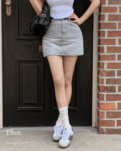 艾倫高腰A字剪裁內搭牛仔短裙