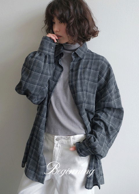 딥컬러 오버핏 체크 셔츠 (2color)