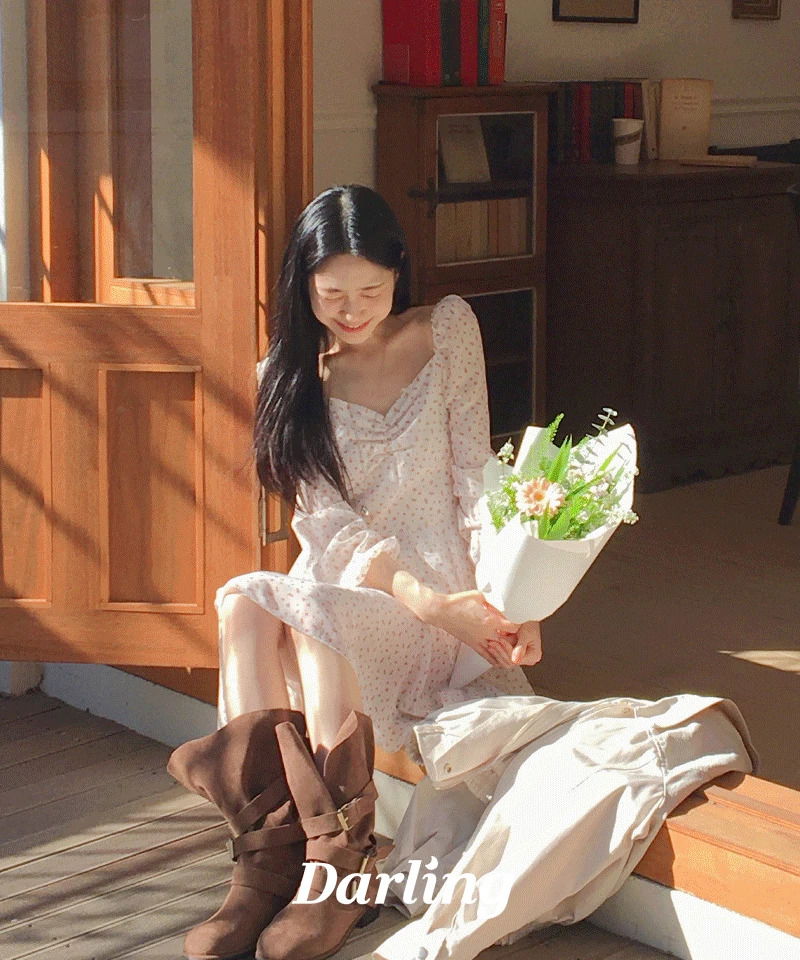 Flower bouquet chiffon mini dress