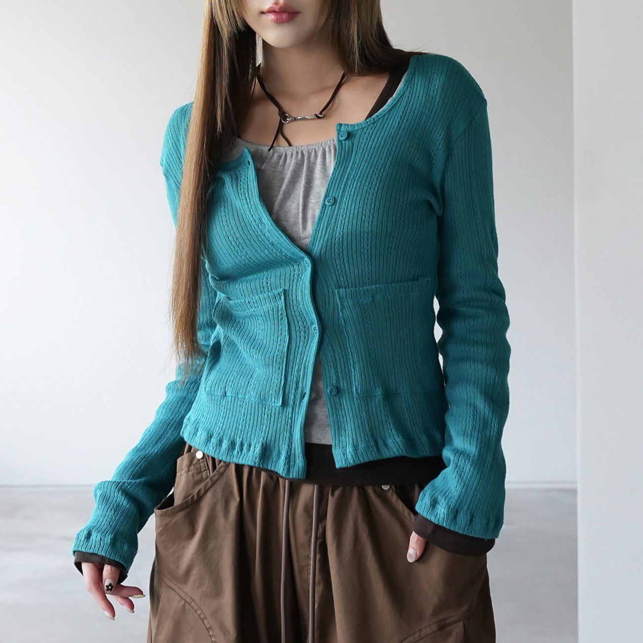 糖果風口袋針織外套