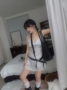 SATIN DOT LACE BUSTIER MINI DRESS