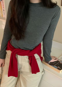 基本款修身絨毛長袖T恤