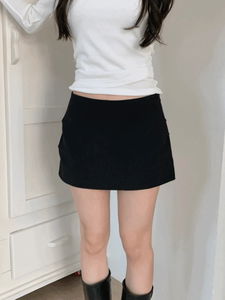 優雅褶皺迷你褲裙