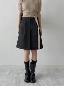 Road pintuck A-line midi skirt