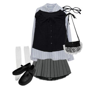 Mood,Blue,Cardigan/vest,Comfy,Knitwears,Shirt,Dailyoutfit,School 코디