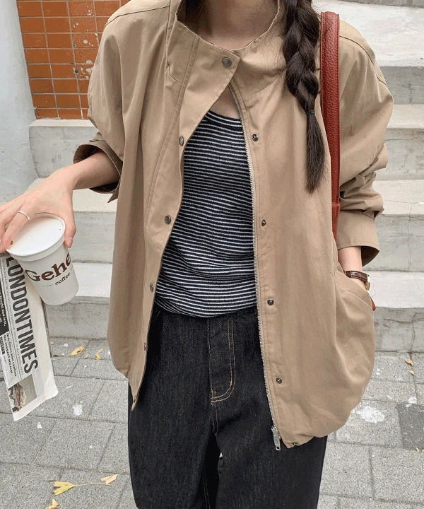 아틸론 루즈핏 배색 투웨이 스트링 워크 자켓 -2color