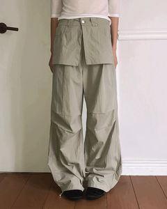 히푸 버튼 핀턱 포켓 슬릿 스커트 팬츠