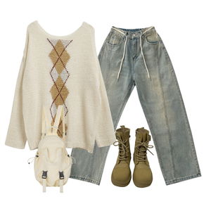 jeans,knitwears,boots 코디