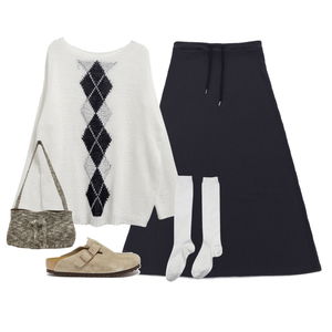 skirt,knitwears,sandals 코디