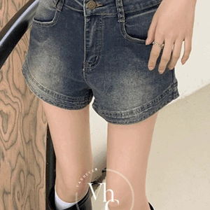 (S~XL/3부기장) 라인 워싱 데님 반바지 숏팬츠 P#YW935